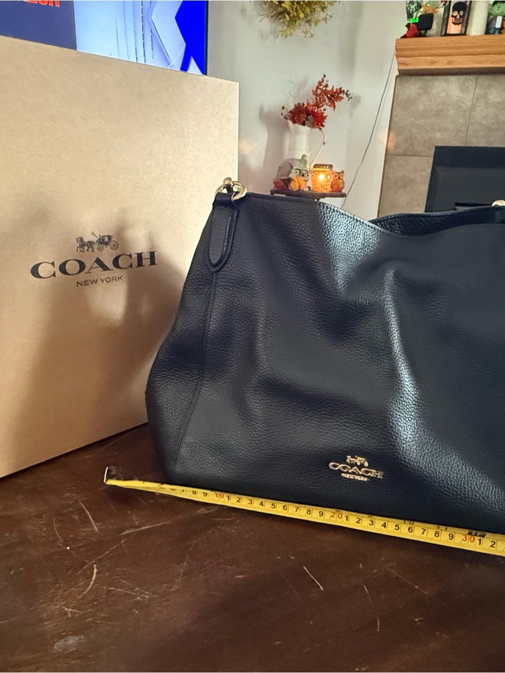 Coach Black Pebbled Leather Shoulder Bag with Gold Hardware